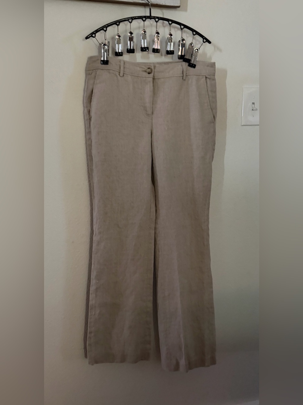 Michael Kors Taupe Boot-Cut Linen-Blend Pants